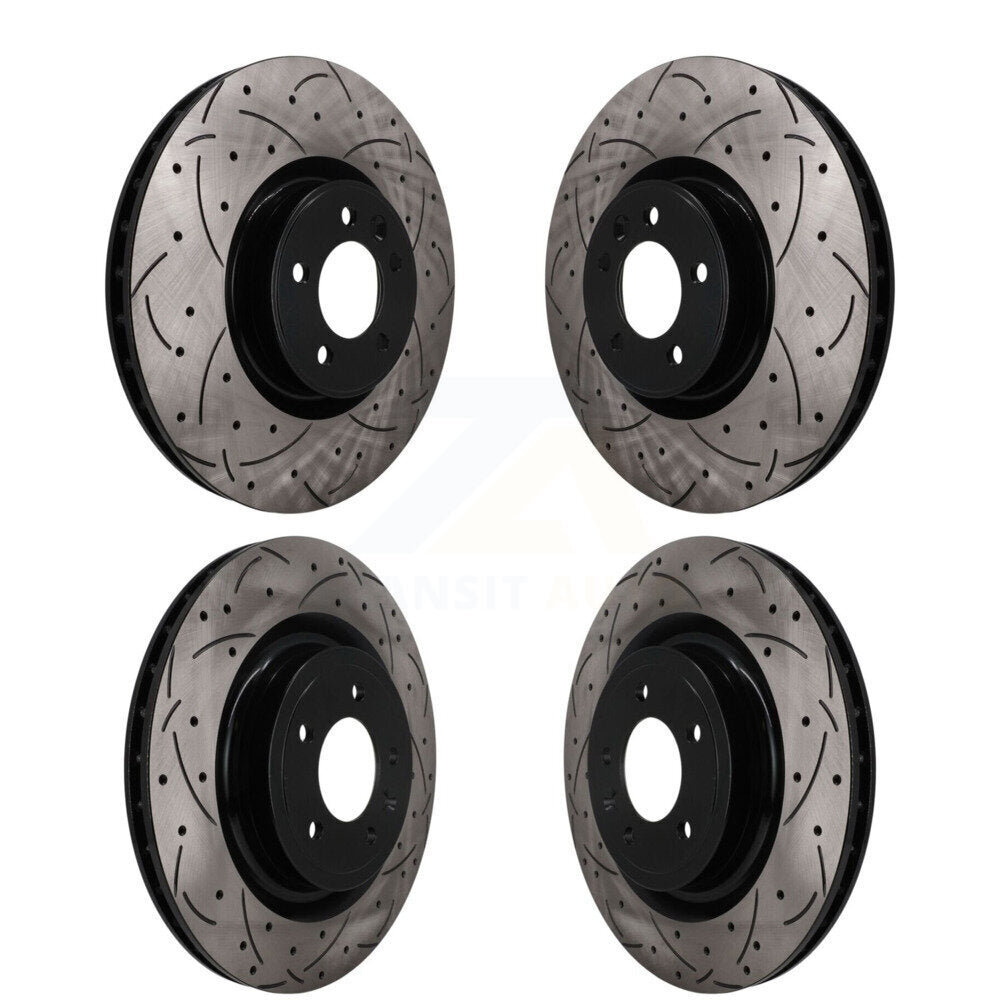 Front Rear Coated Drilled Slot Disc Brake Rotors Kit For Land Rover Range Sport Discovery KD-100801