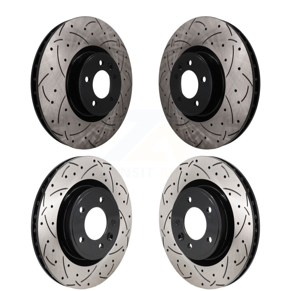 Front Rear Coated Drilled Slotted Disc Brake Rotors Kit For Land Rover Range Discovery KD-100804