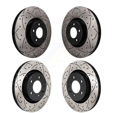 Front Rear Coated Drilled Slotted Disc Brake Rotors Kit For Land Rover Range Discovery KD-100804
