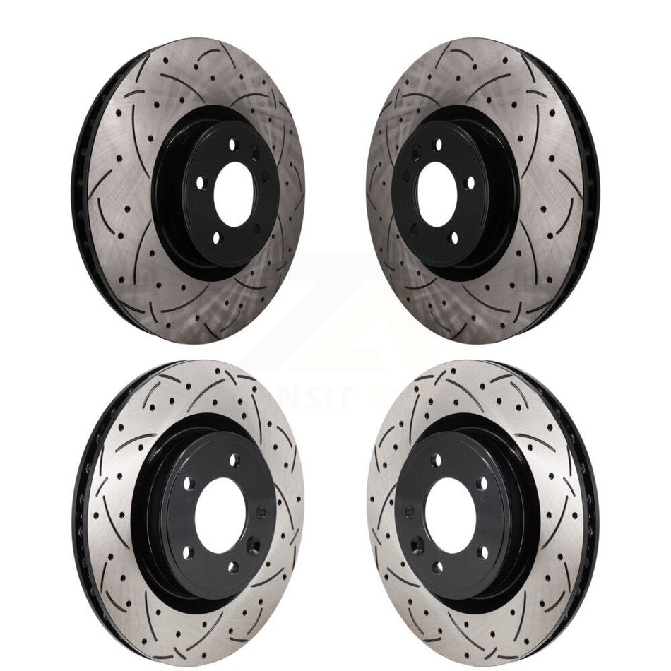Front Rear Coated Drilled Slotted Disc Brake Rotors Kit For Land Rover Range Discovery KD-100804