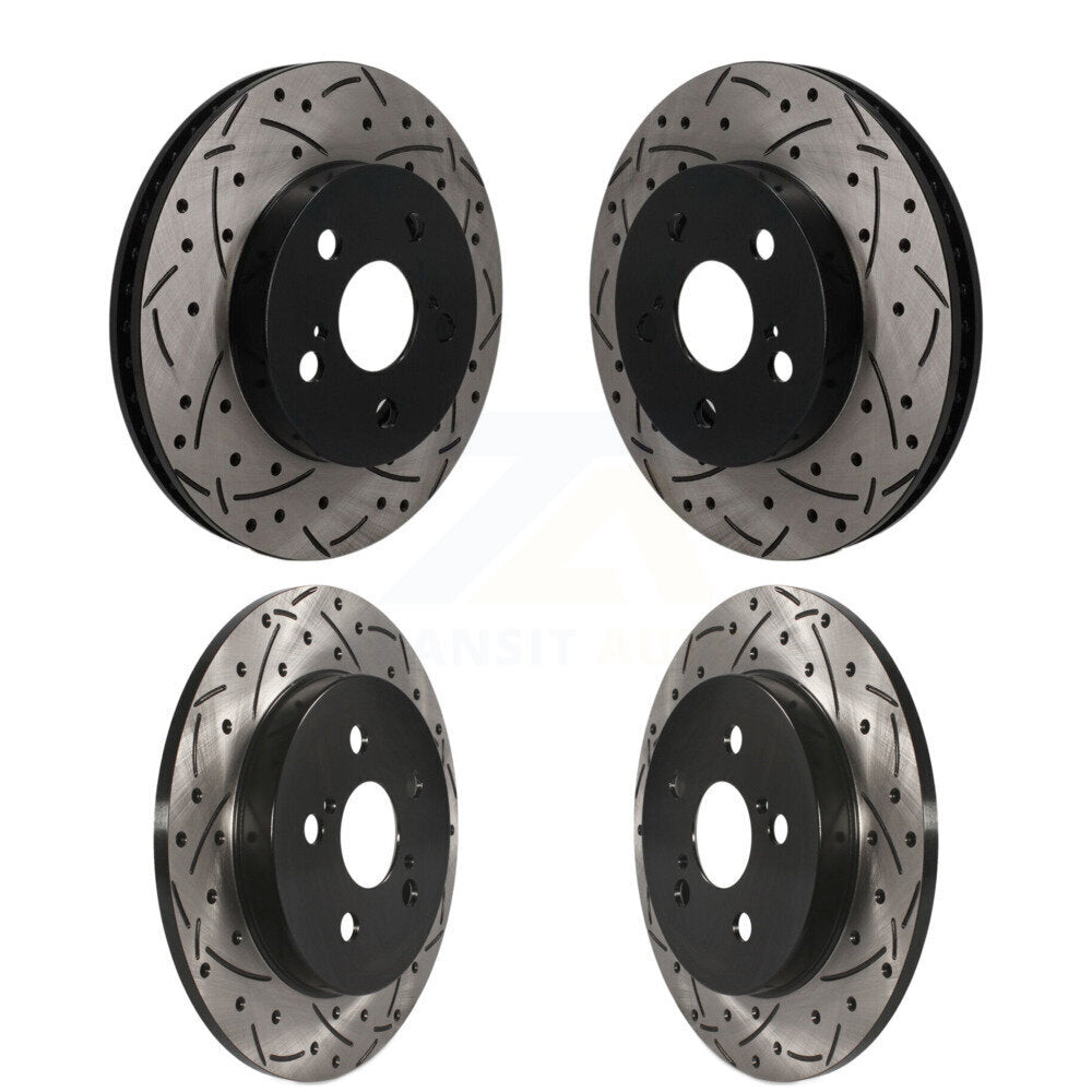 Front Rear Coated Drilled Slot Disc Brake Rotors Kit For Toyota Corolla Prius Prime AWD-e KD-100807