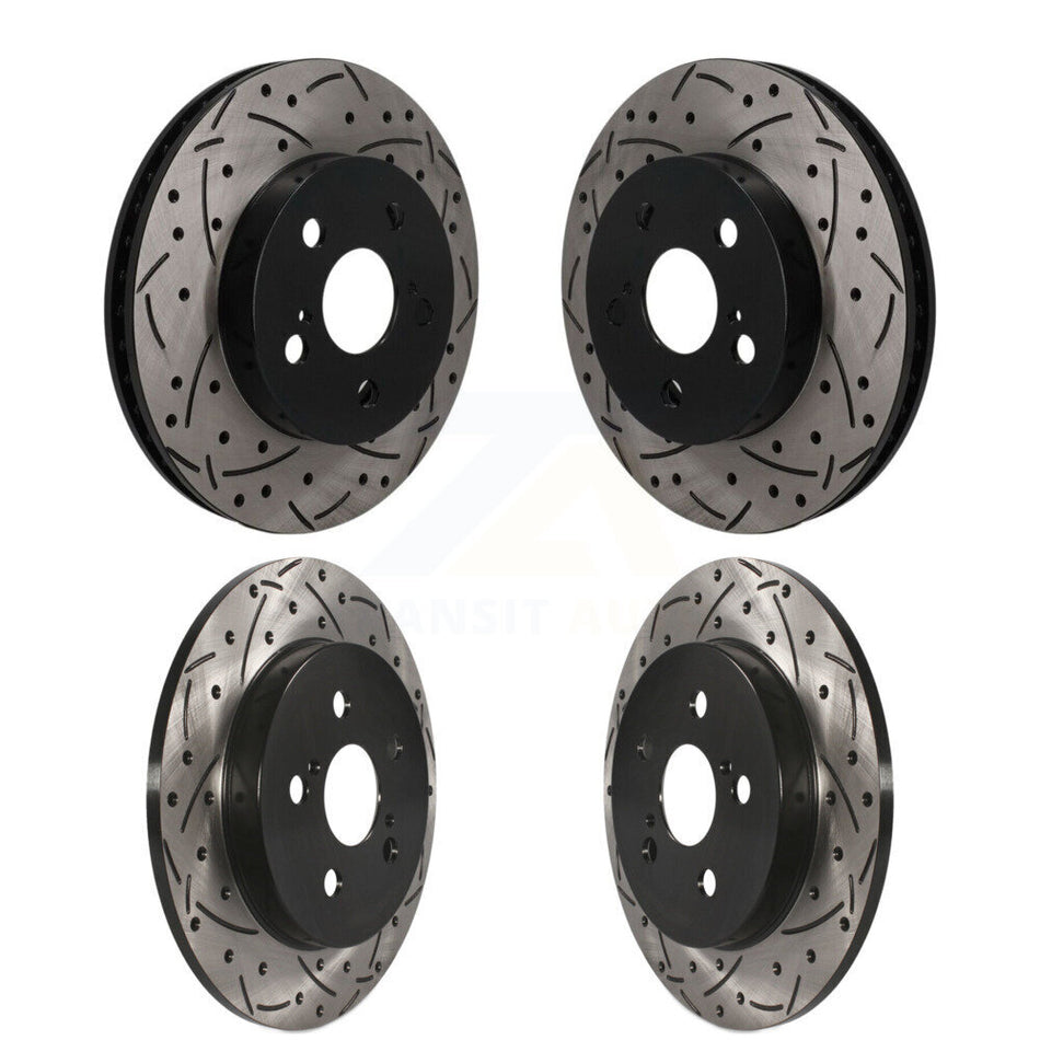 Front Rear Coated Drilled Slot Disc Brake Rotors Kit For Toyota Corolla Prius Prime AWD-e KD-100807
