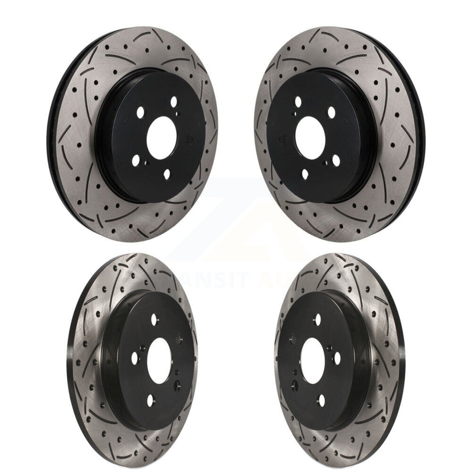 Front Rear Coated Drilled Slotted Disc Brake Rotors Kit For Toyota Corolla Prius Prime KD-100808