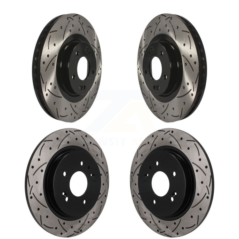 Front Rear Coated Drilled Slotted Disc Brake Rotors Kit For 2019-2020 Hyundai Santa Fe KD-100809