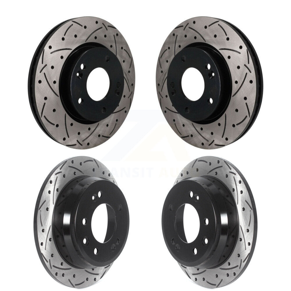 Front Rear Coated Drill Slot Disc Brake Rotors Kit For Hyundai Elantra Tucson Kia Sportage KD-100814