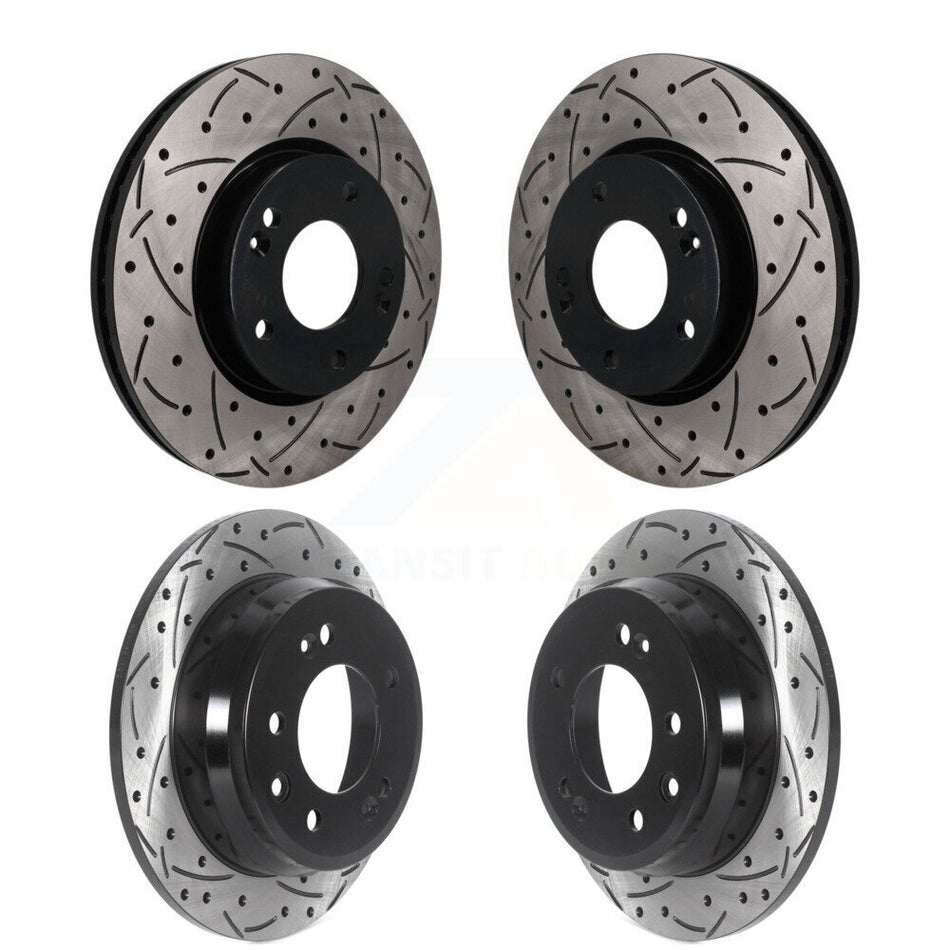 Front Rear Coated Drill Slot Disc Brake Rotors Kit For Hyundai Elantra Tucson Kia Sportage KD-100814
