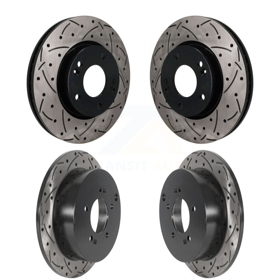 Front Rear Coated Drilled Slotted Disc Brake Rotors Kit For Hyundai Tucson Kia Sportage KD-100815