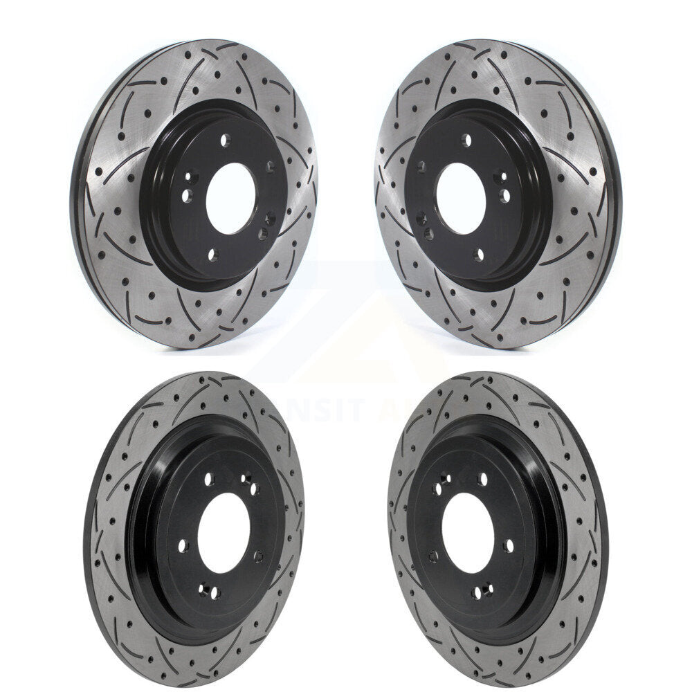 Front Rear Coated Drilled Slotted Disc Brake Rotors Kit For Kia Sportage Hyundai Tucson KD-100822