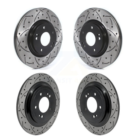 Front Rear Coated Drilled Slotted Disc Brake Rotors Kit For Kia Sportage Hyundai Tucson KD-100822