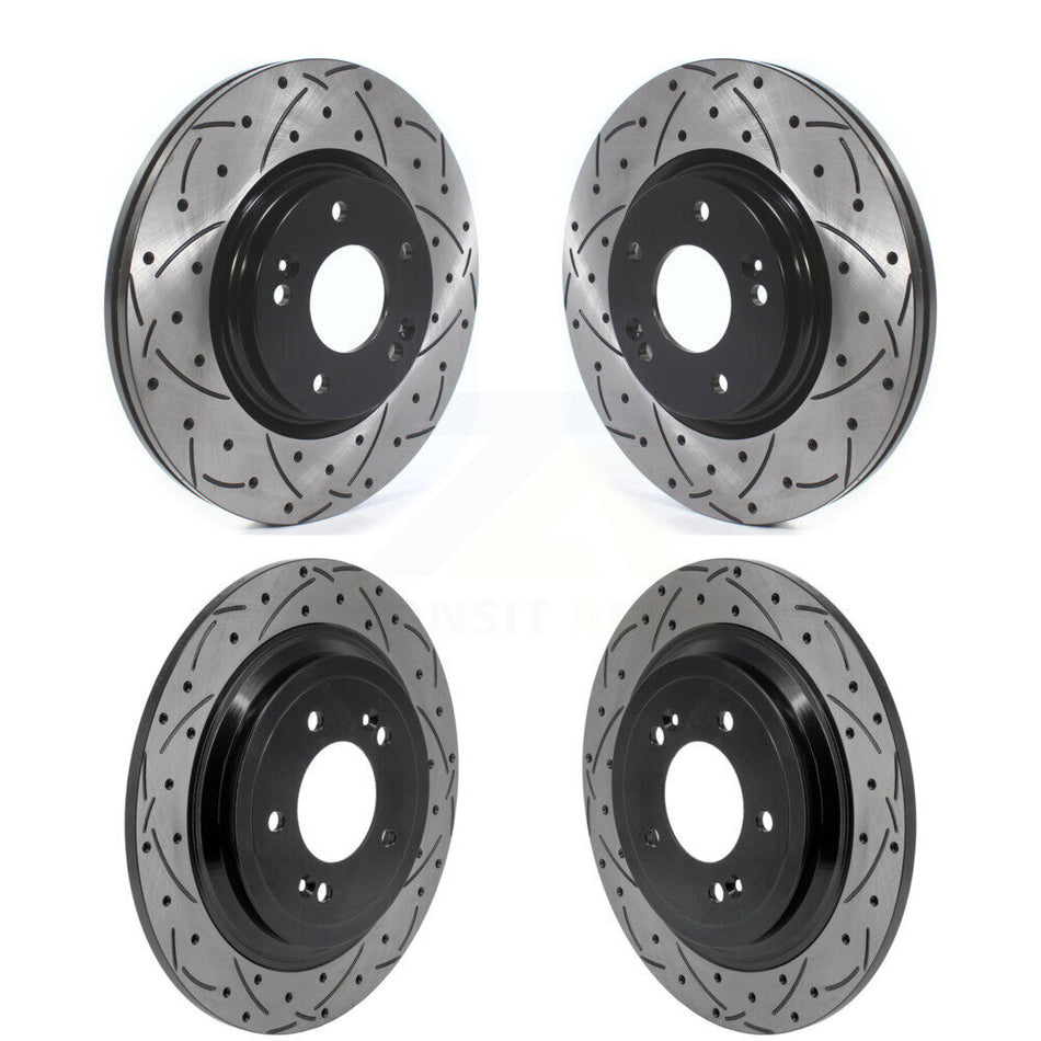 Front Rear Coated Drilled Slotted Disc Brake Rotors Kit For Kia Sportage Hyundai Tucson KD-100822
