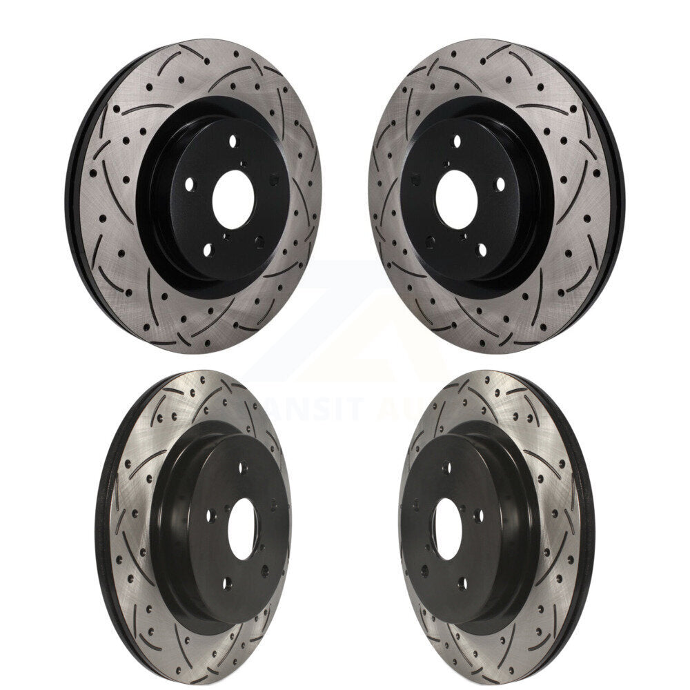 Front Rear Coated Drilled Slotted Disc Brake Rotors Kit For Subaru Outback WRX Legacy KD-100824