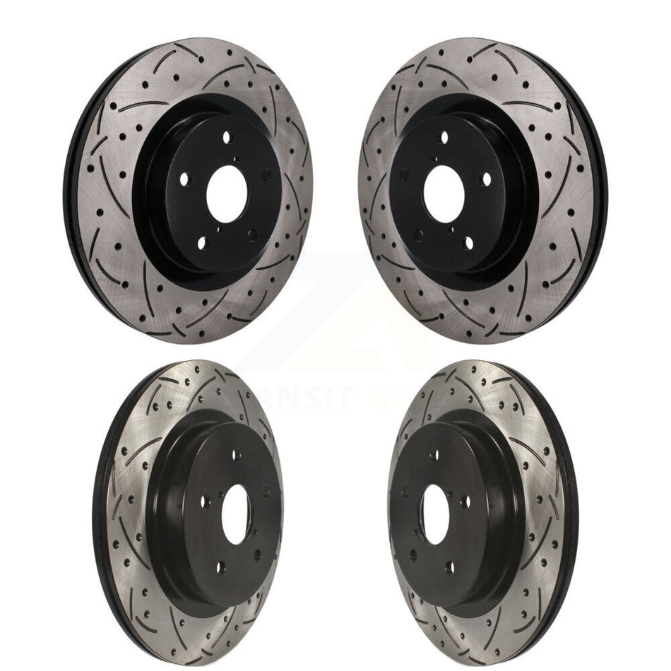 Front Rear Coated Drilled Slotted Disc Brake Rotors Kit For Subaru Outback WRX Legacy KD-100824