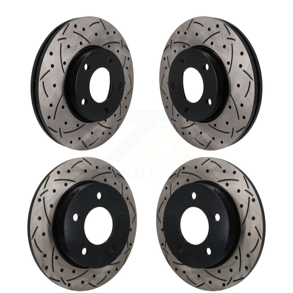 Front Rear Coated Drilled Slotted Disc Brake Rotors Kit For Mazda 3 Sport KD-100826