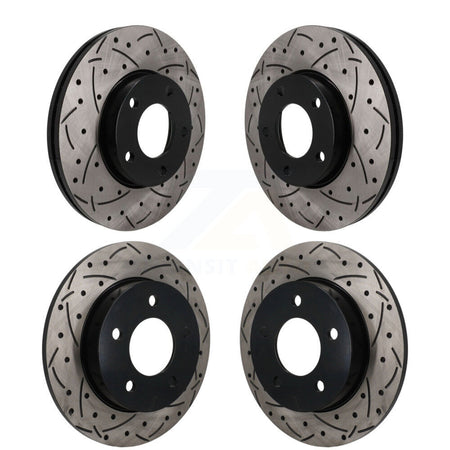 Front Rear Coated Drilled Slotted Disc Brake Rotors Kit For Mazda 3 Sport KD-100826
