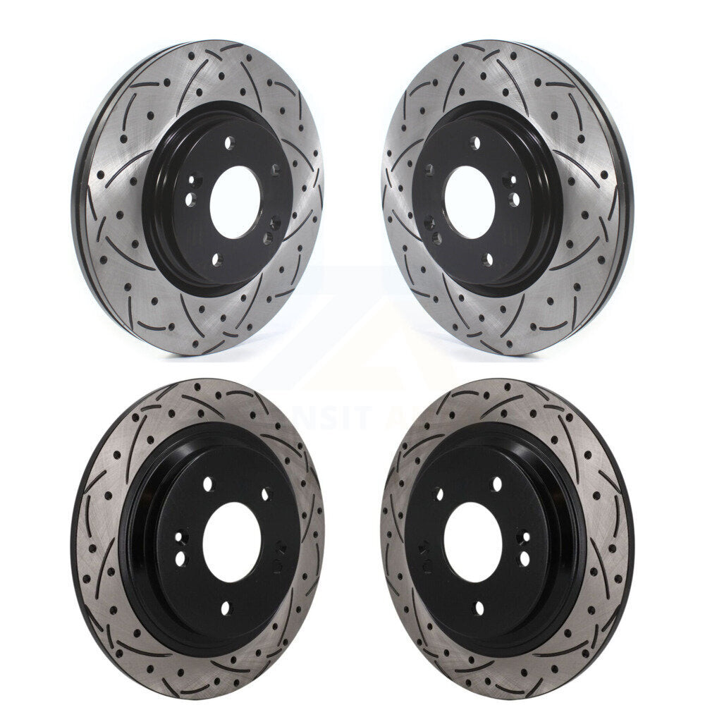 Front Rear Coated Drilled Slotted Disc Brake Rotors Kit For Hyundai Kona Kia Seltos KD-100828