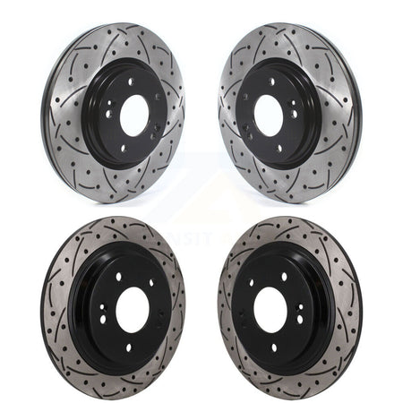 Front Rear Coated Drilled Slotted Disc Brake Rotors Kit For Hyundai Kona Kia Seltos KD-100828