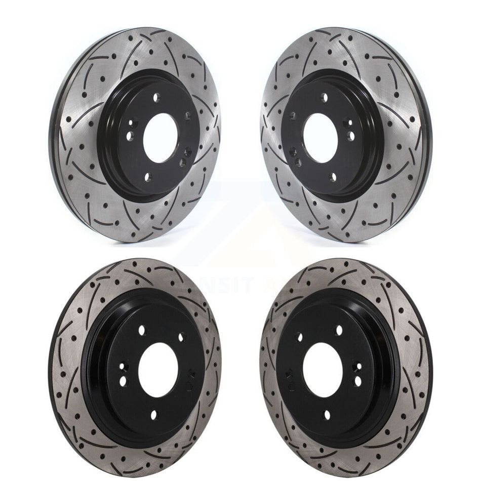 Front Rear Coated Drilled Slotted Disc Brake Rotors Kit For Hyundai Kona Kia Seltos KD-100828