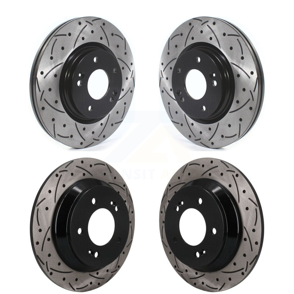 Front Rear Coated Drilled Slotted Disc Brake Rotors Kit For Hyundai Kona Kia Soul KD-100829