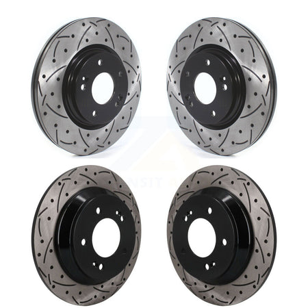Front Rear Coated Drilled Slotted Disc Brake Rotors Kit For Hyundai Kona Kia Soul KD-100829