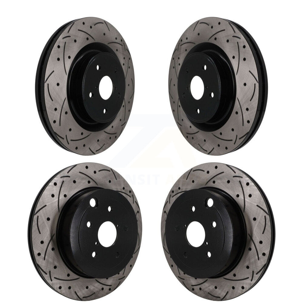 Front Rear Coated Drilled Slotted Disc Brake Rotors Kit For 2018-2020 Subaru WRX STI KD-100832