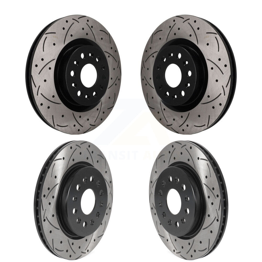 Front Rear Coated Drilled Slotted Disc Brake Rotors Kit For Cadillac XT5 Buick Enclave XT6 KD-100834