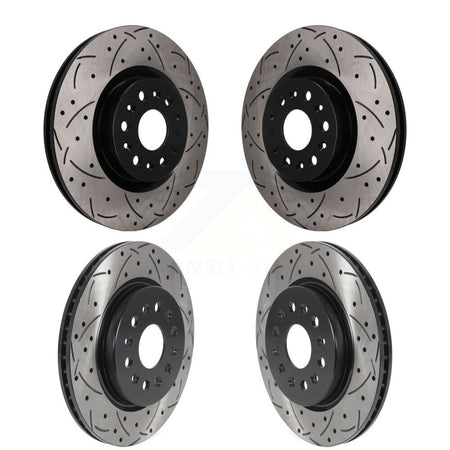 Front Rear Coated Drilled Slotted Disc Brake Rotors Kit For Cadillac XT5 Buick Enclave XT6 KD-100834