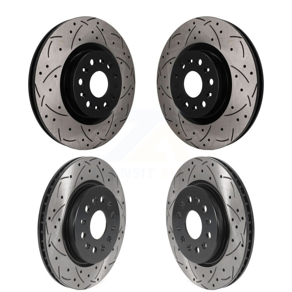 Front Rear Coated Drilled Slotted Disc Brake Rotors Kit For Cadillac XT5 Buick Enclave XT6 KD-100834