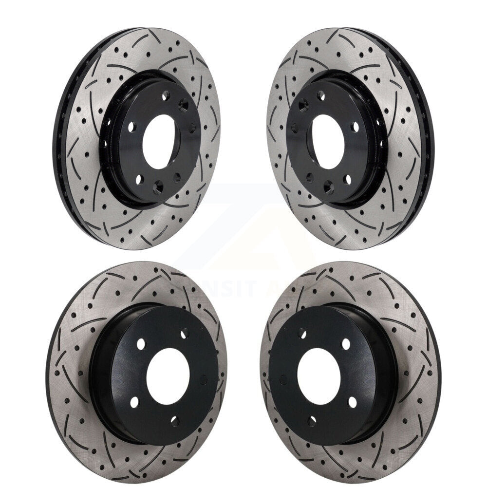 Front Rear Coated Drilled Slotted Disc Brake Rotors Kit For 2021-2023 Nissan Kicks SV SR KD-100836