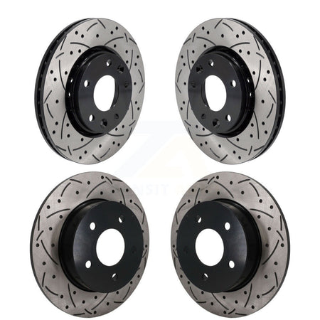 Front Rear Coated Drilled Slotted Disc Brake Rotors Kit For 2021-2023 Nissan Kicks SV SR KD-100836