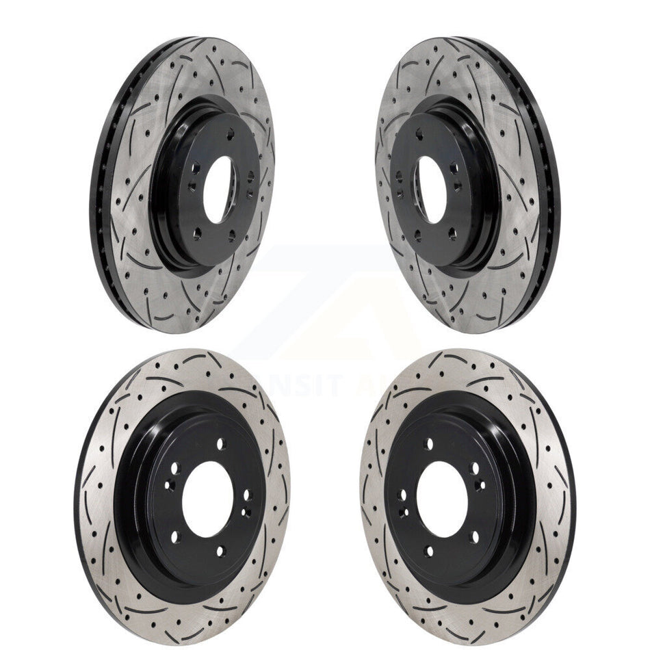 Front Rear Coated Drilled Slotted Disc Brake Rotor Kit For 2024-2025 Hyundai Kona Electric KD-100841