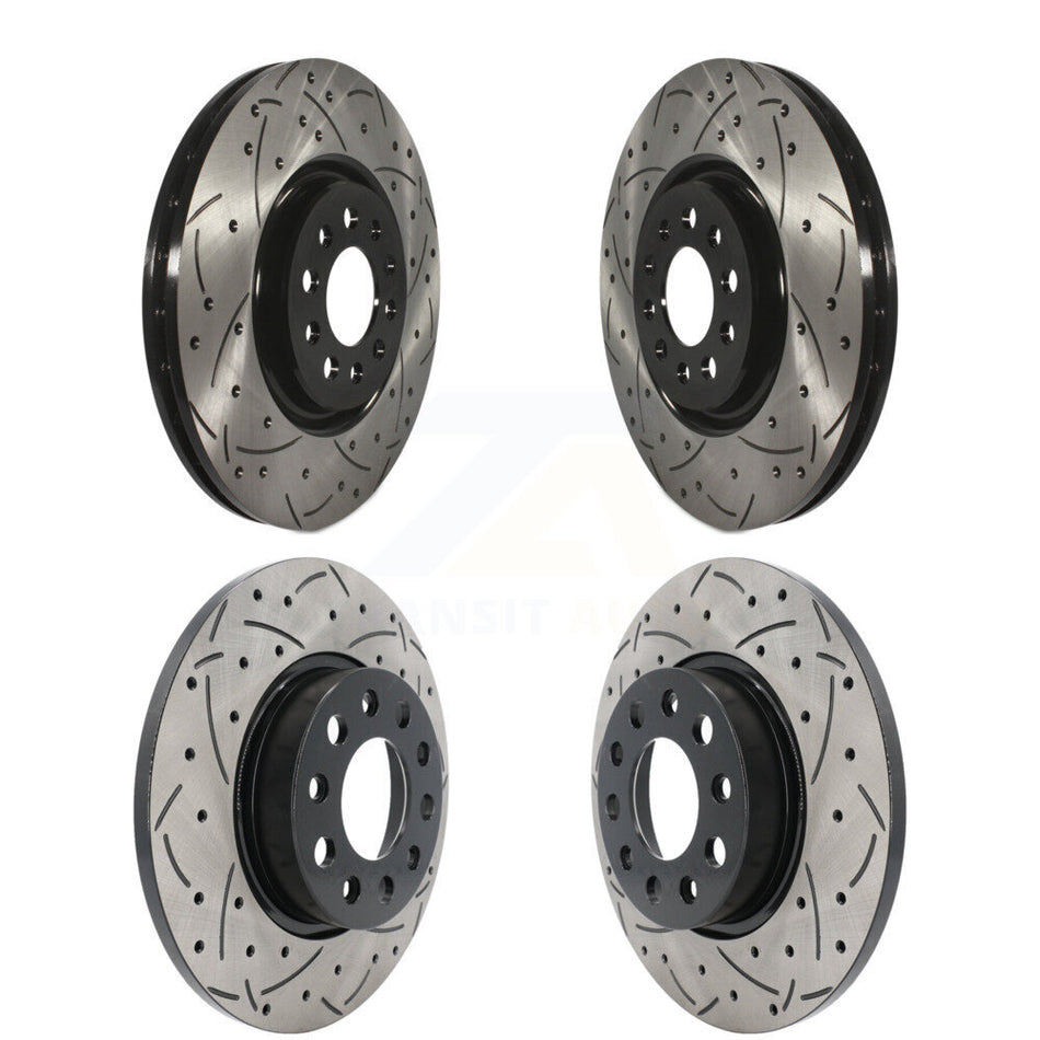 Front Rear Coated Drilled Slotted Disc Brake Rotors Kit For 2023 Jeep Compass Dodge Hornet KD-100843