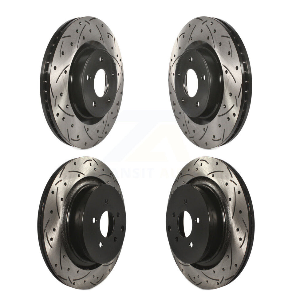 Front Rear Drilled Slot Disc Brake Rotor Kit For INFINITI Q50 Q60 With Dual Piston Caliper KD-100847