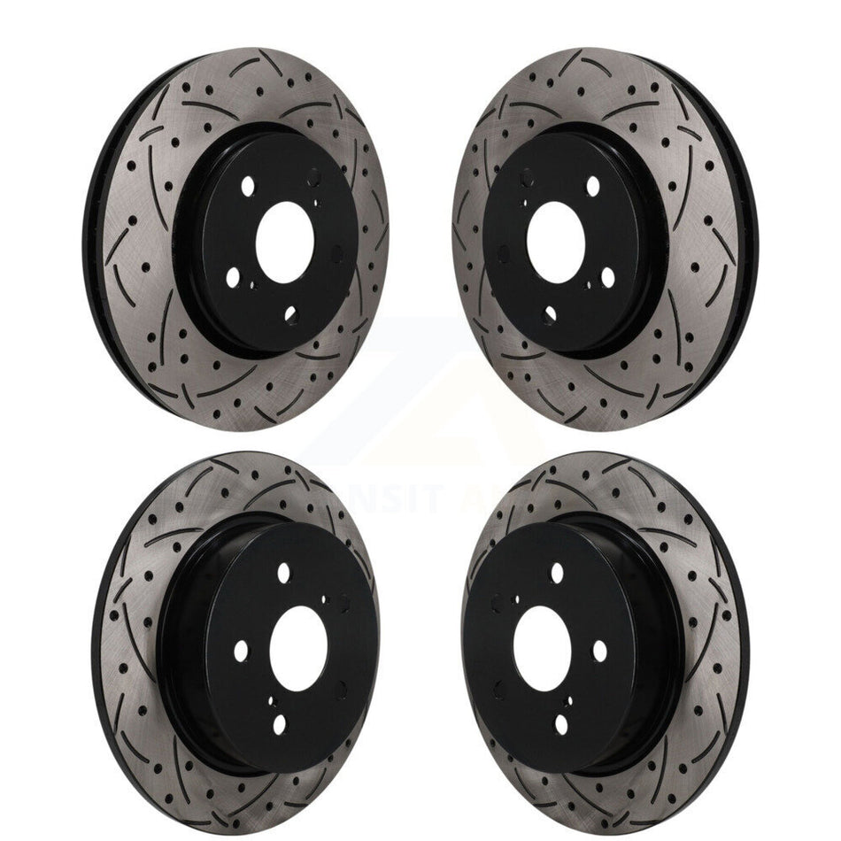 Front Rear Coated Drilled Slotted Disc Brake Rotors Kit For Toyota C-HR KD-100848