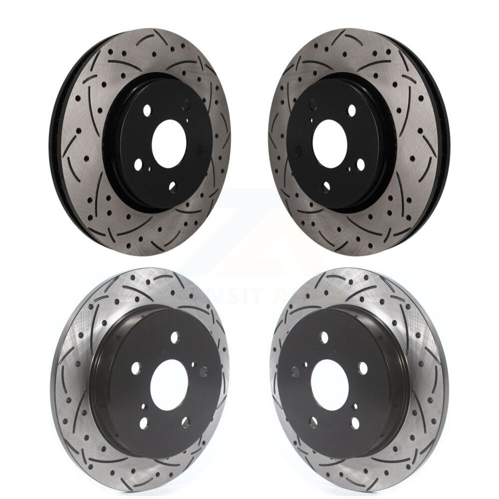 Front Rear Coated Drilled Slotted Disc Brake Rotors Kit For Toyota C-HR KD-100849