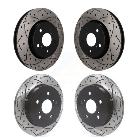 Front Rear Coated Drilled Slotted Disc Brake Rotors Kit For Toyota C-HR KD-100849