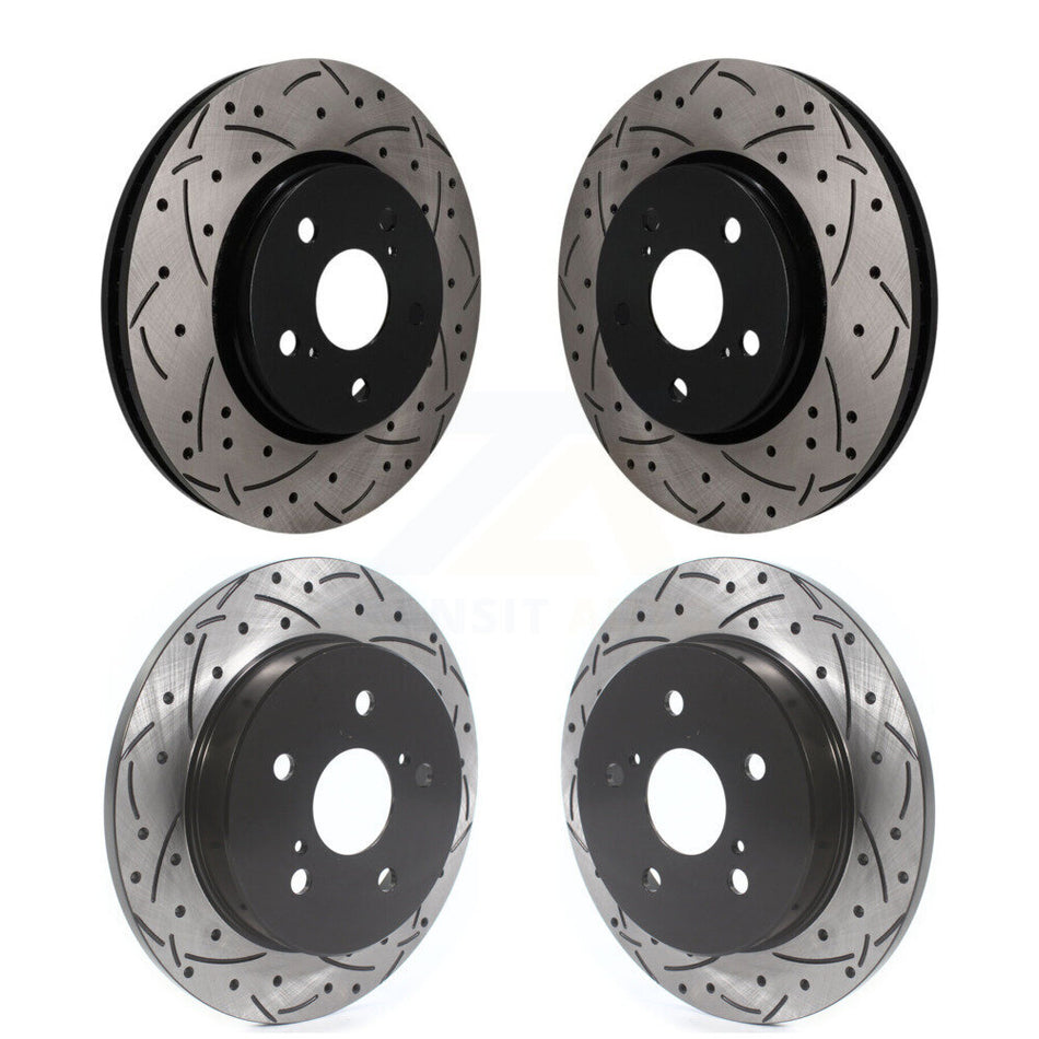 Front Rear Coated Drilled Slotted Disc Brake Rotors Kit For Toyota C-HR KD-100849