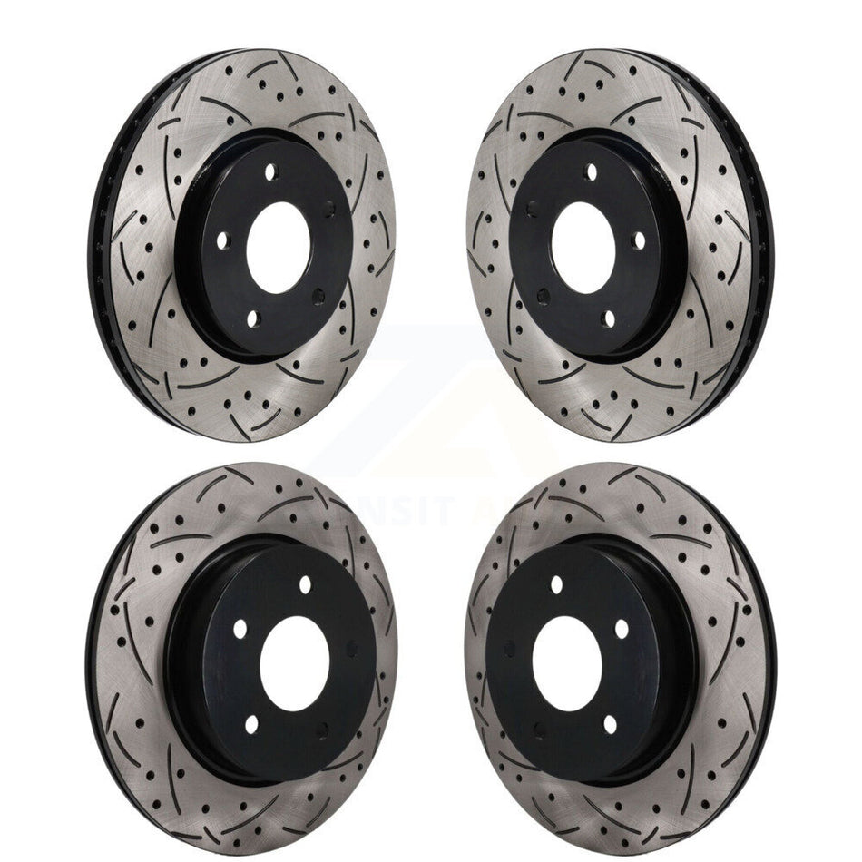 Front Rear Coated Drilled Slotted Disc Brake Rotors Kit For Nissan Rogue KD-100850