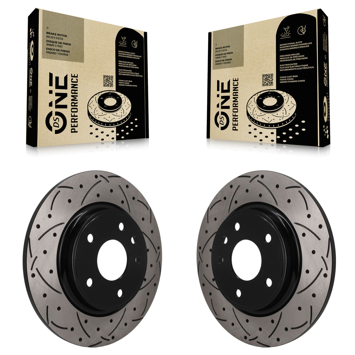 Rear Coated Drilled Slot Disc Brake Rotor Pair For Chrysler Pacifica Grand Caravan Voyager KD-100865