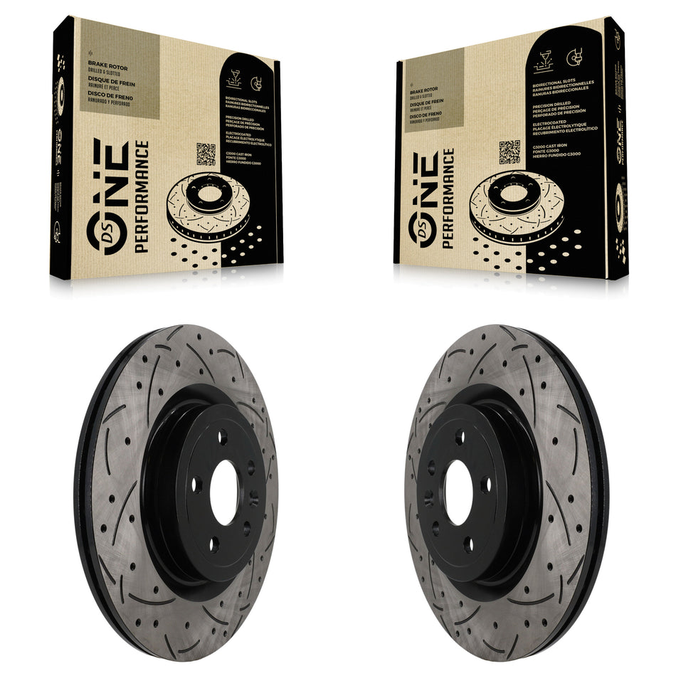 Rear Drill Slot Brake Rotors Pair For Jaguar F-Pace Land Rover Range Velar Discovery Sport KD-100867