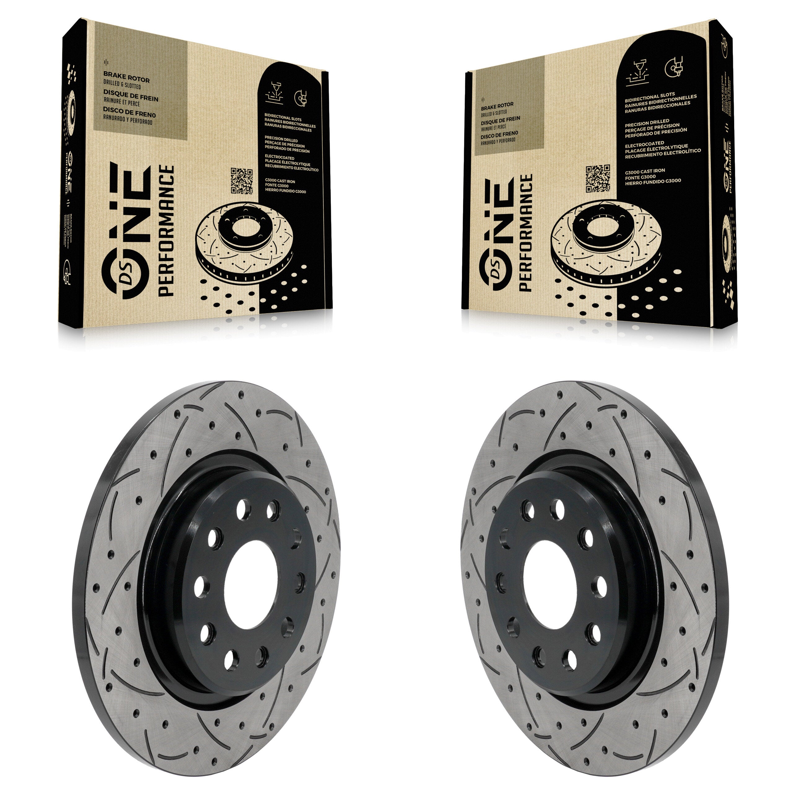 Rear Drilled Slot Disc Brake Rotors Pair For Jeep Grand Cherokee L With Solid KD-100877