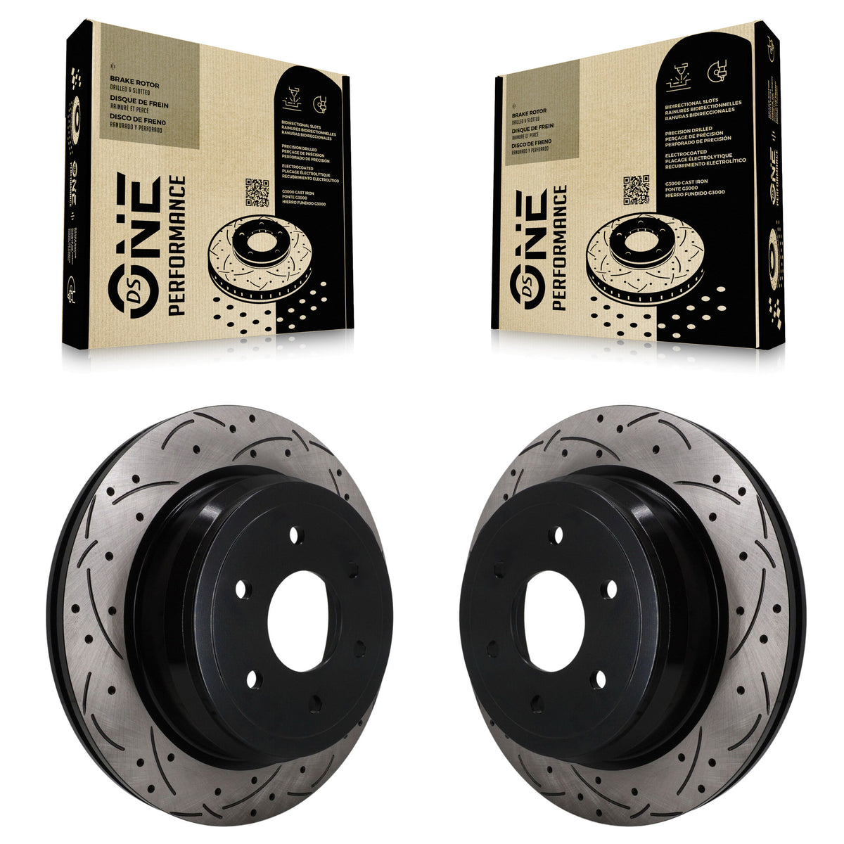 Rear Coated Drilled Slotted Disc Brake Rotors Pair For 2016-2024 Nissan TITAN XD KD-100881