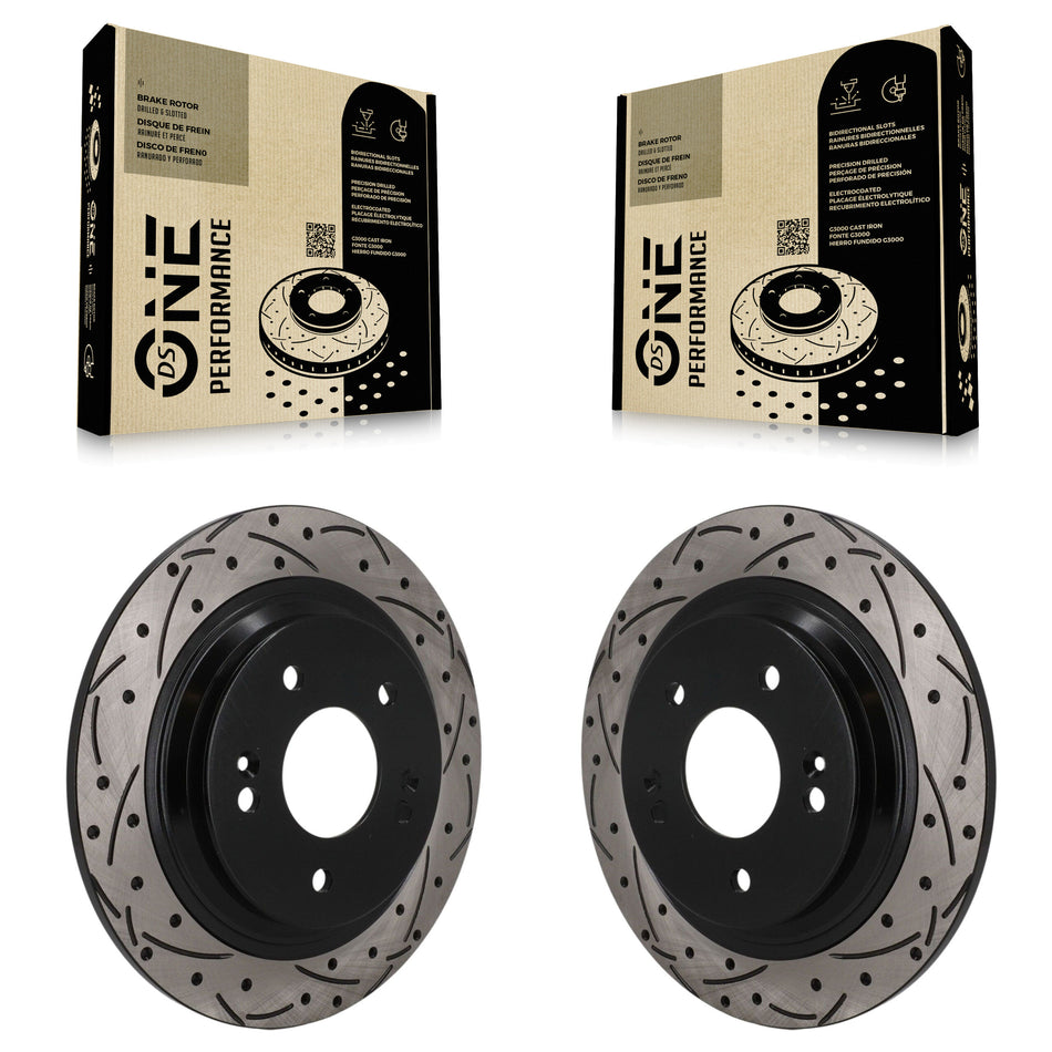 Rear Coated Drilled Slotted Disc Brake Rotors Pair For Hyundai Kona Kia Seltos KD-100889