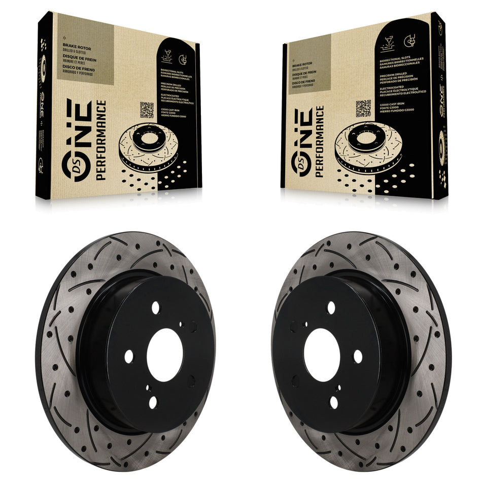 Rear Coated Drilled Slotted Disc Brake Rotors Pair For Toyota C-HR KD-100894