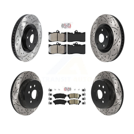Front Semi-Metallic Rear Ceramic Pad & Drilled Slot Brake Rotor Kit (6Pc) For Lexus IS300 KDA-100005