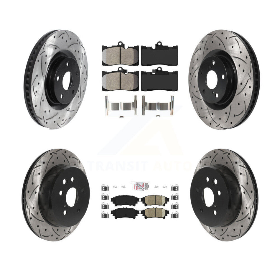 Front Semi-Metallic Rear Ceramic Pad & Drilled Slot Brake Rotor Kit (6Pc) For Lexus IS300 KDA-100005