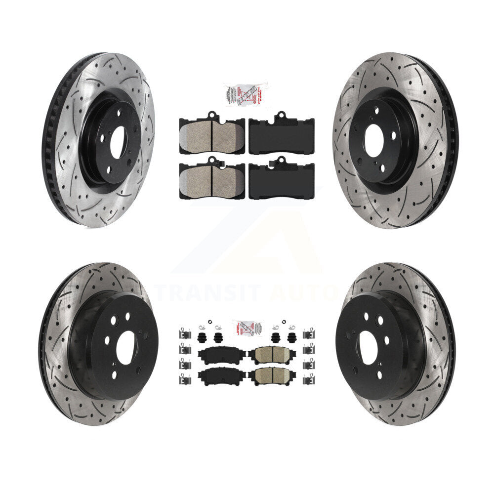 Front Semi-Metallic Rear Ceramic Pad & Drilled Slot Brake Rotor Kit (6Pc) For Lexus IS300 KDA-100006