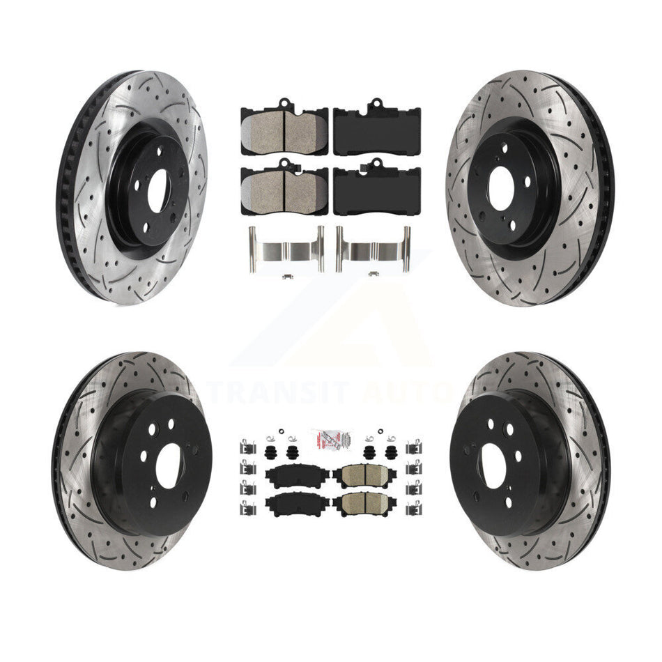 Front Semi-Metallic Rear Ceramic Pad & Drilled Slot Brake Rotor Kit (6Pc) For Lexus IS300 KDA-100006