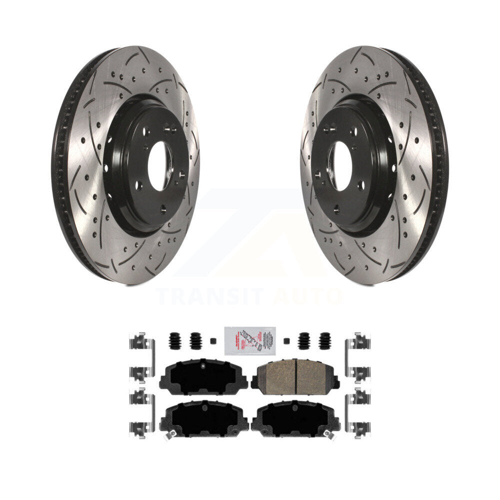 Front Coated Drilled Slotted Disc Brake Rotors And Ceramic Pad Kit For Honda Civic Accord KDA-100012