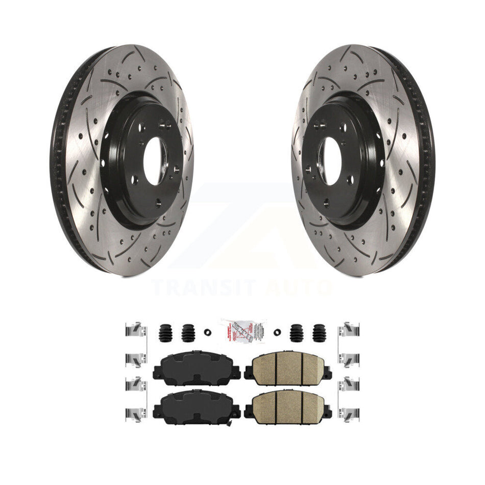 Front Coated Drilled Slotted Disc Brake Rotors And Ceramic Pads Kit For Honda Accord KDA-100015