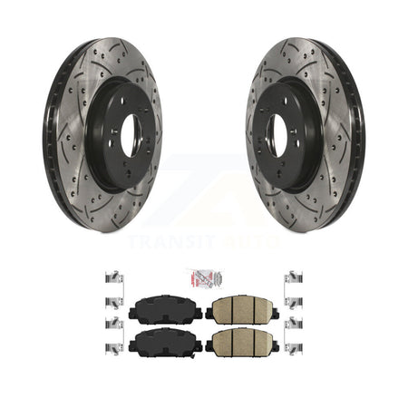 Front Coated Drilled Slotted Disc Brake Rotors And Ceramic Pads Kit For Honda HR-V Accord KDA-100020